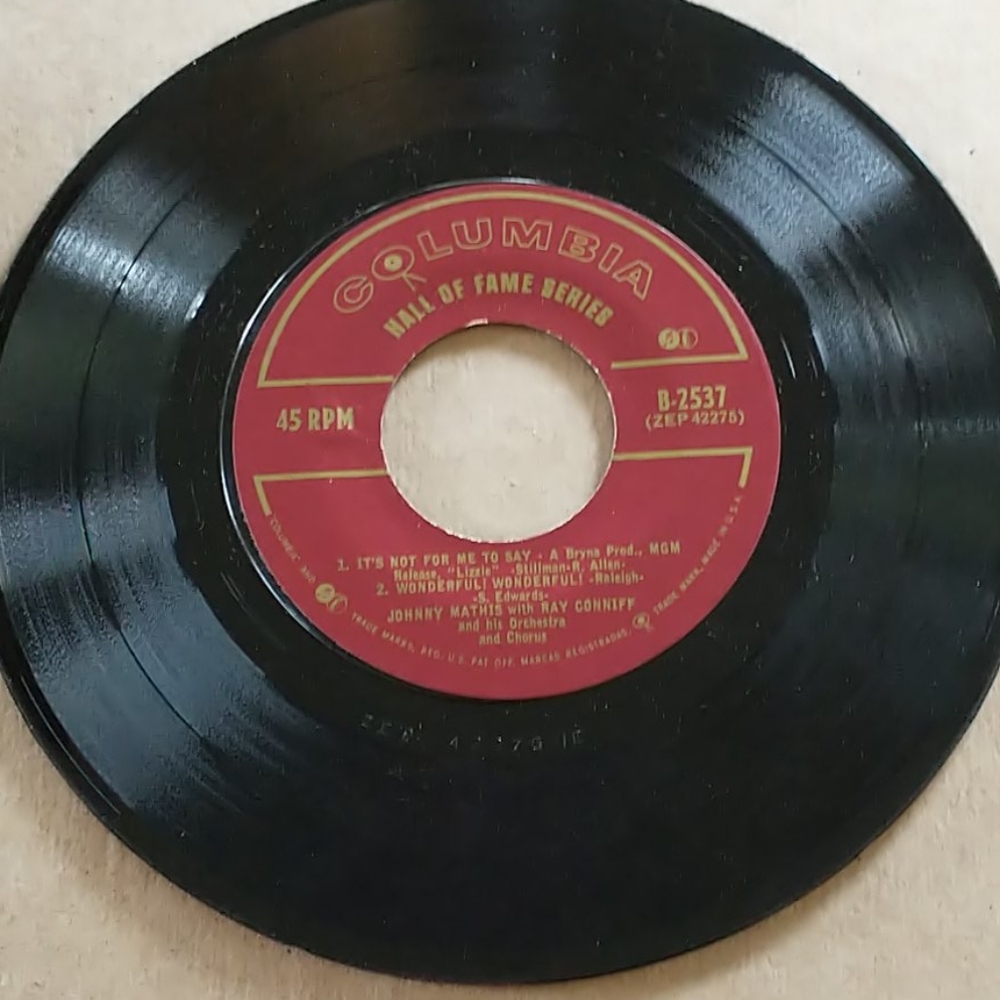 Vintage Johnny Mathis 45 RPM B-2537 - Picture 6 of 7